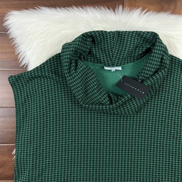 Bryn Walker Size Large Inlet Pike Houndstooth Print Cowl Neck‎ Poncho Top - Picture 2 of 10